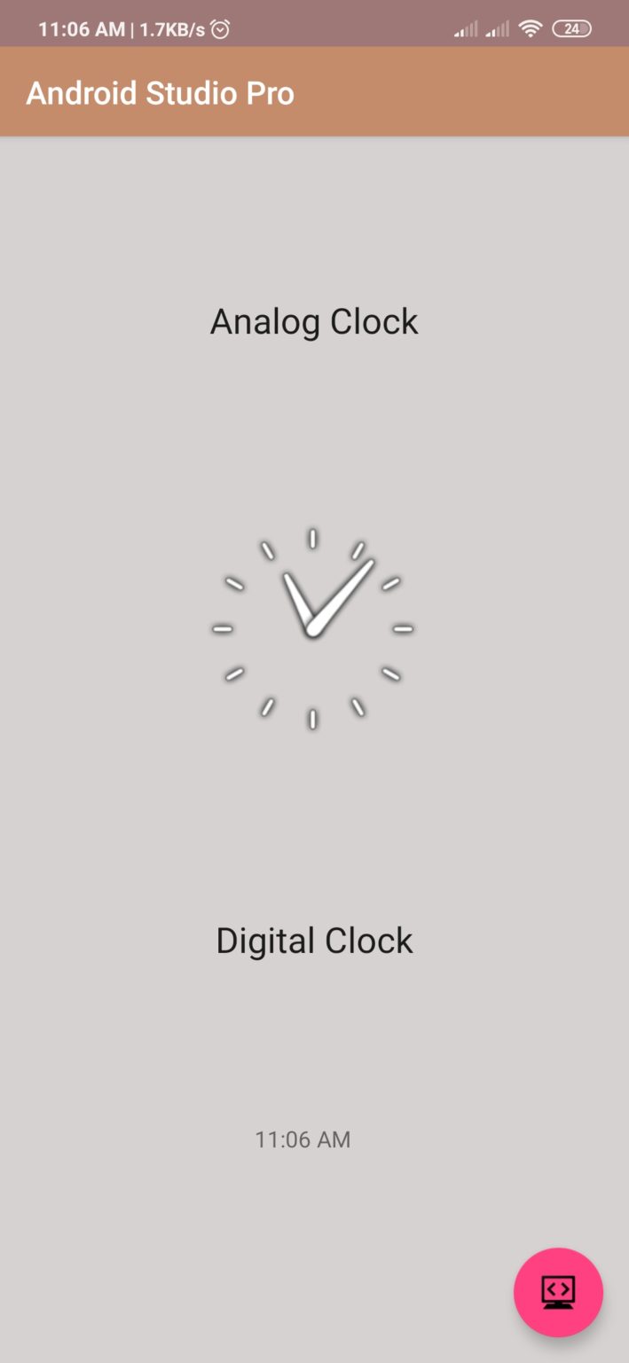 Analog and Digital clock in android studio Free Education