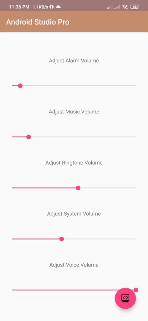 android control volume programmatically