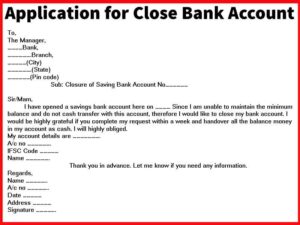 application letter for closing fixed deposit account