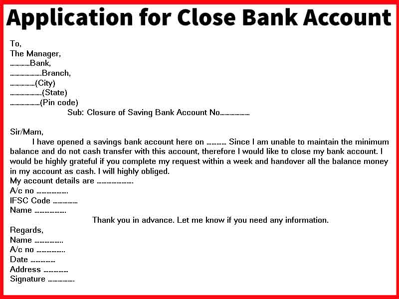 application letter to bank manager for closing of account