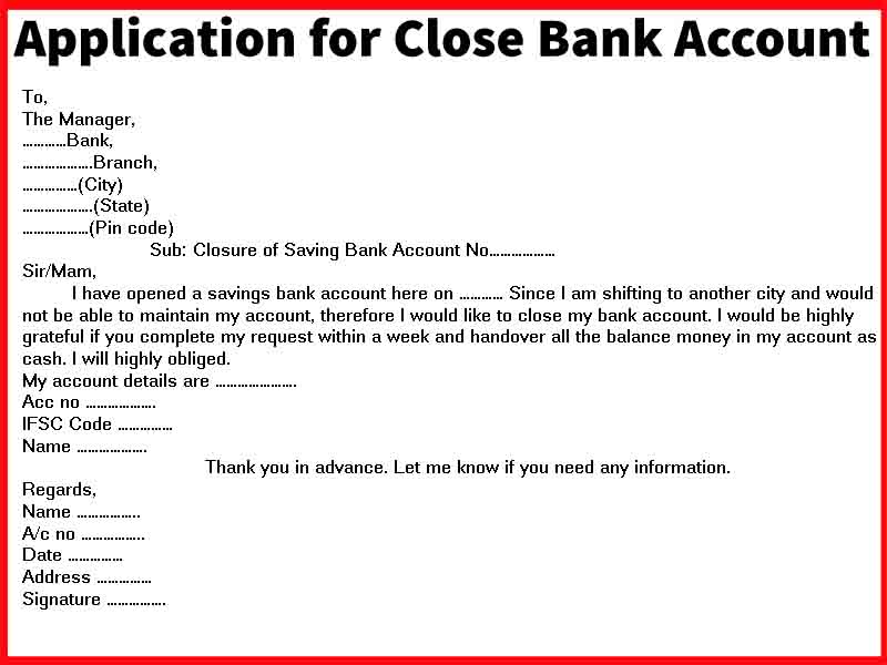 letter for Close Bank Account